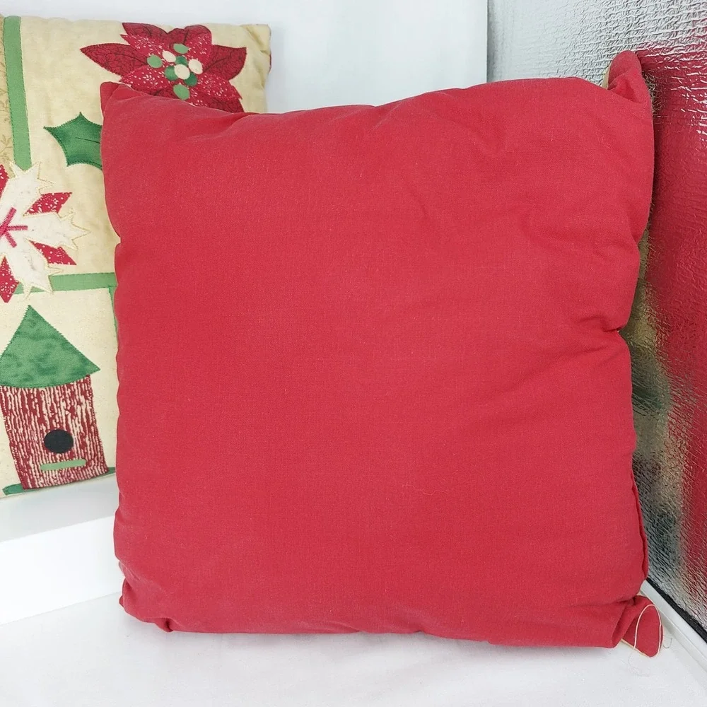 2 VTG Handmade Country Quilted‎ Christmas Accent Pillows 12
